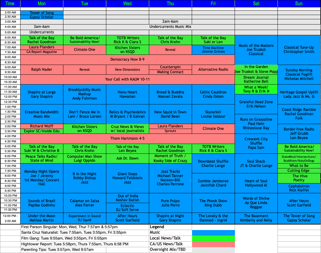 image file of the KSQD schedule as of September 2022.  Please use the PDF link for a text-based scannable/searchable version of the schedule.
