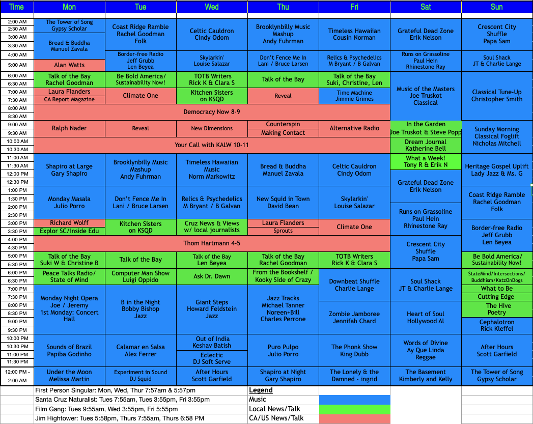 image file of the KSQD schedule as of October 2022