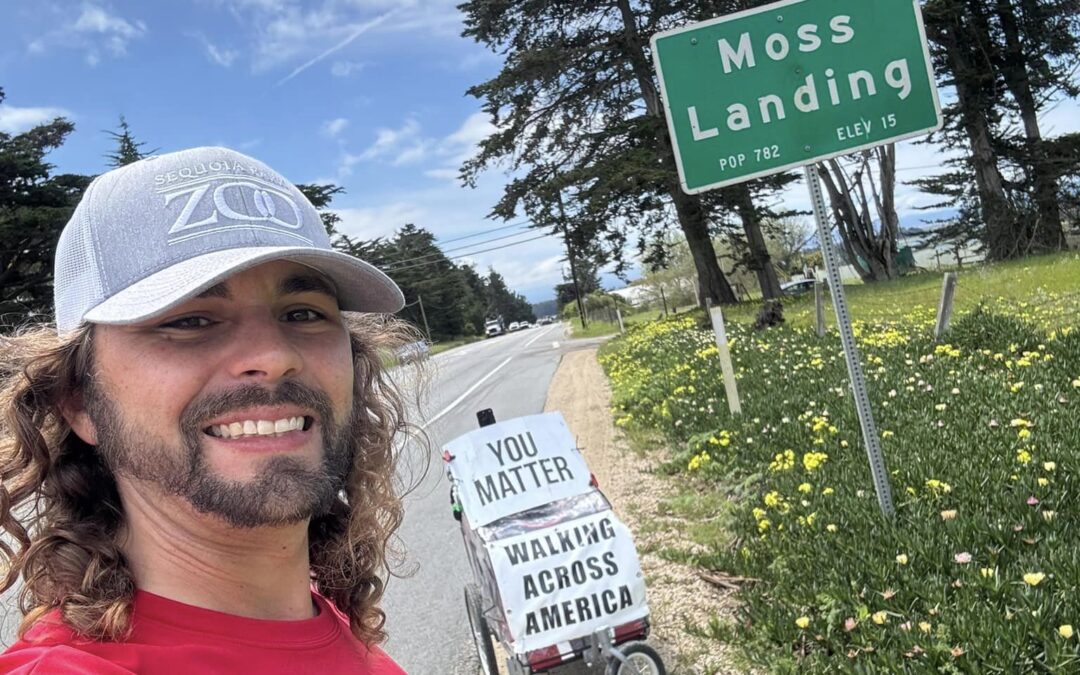 Kyndal Edwards Walk Across America Stops in Santa Cruz