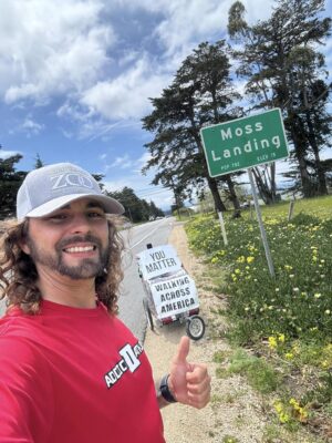Kyndal Edwards Walk Across America Stops in Santa Cruz