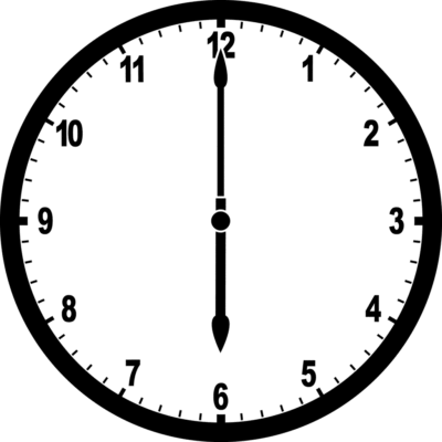 Analog Clock Face set at 6:00